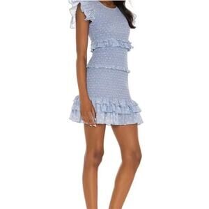 LoveShackFancy Blue Ruffle Mini Dress